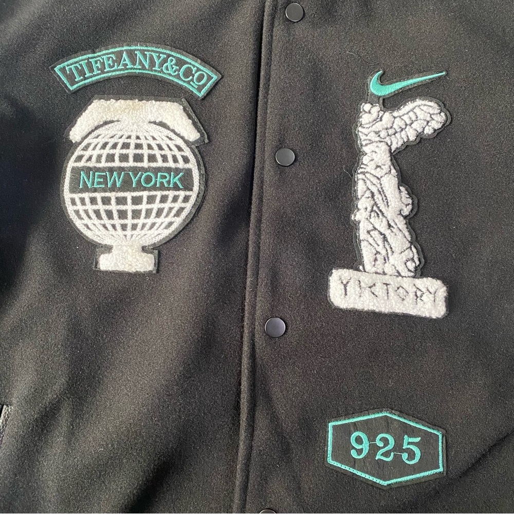 Nike Black Varsity Jacket with Teal Accents - Picture 3 of 9
